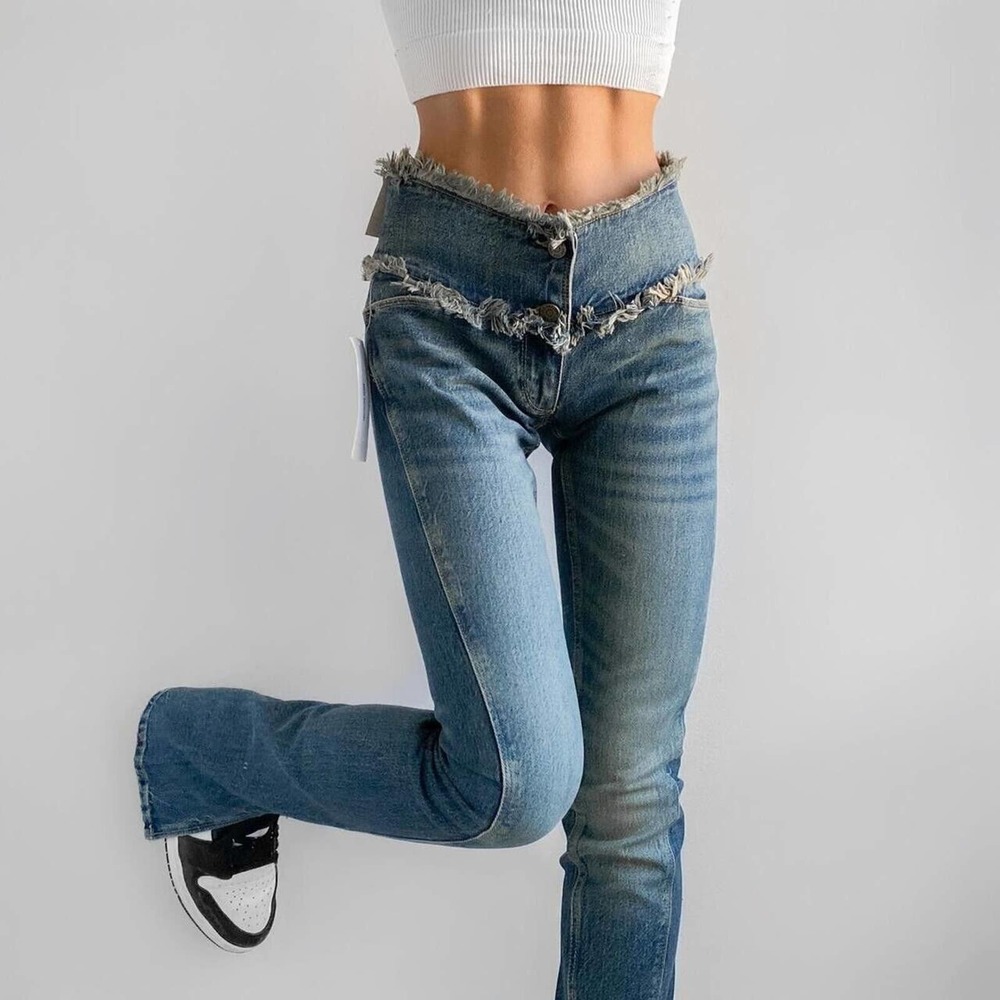 Urban Outfitters BDG Distressed Frayed Waist Split Front Jeans Size 26